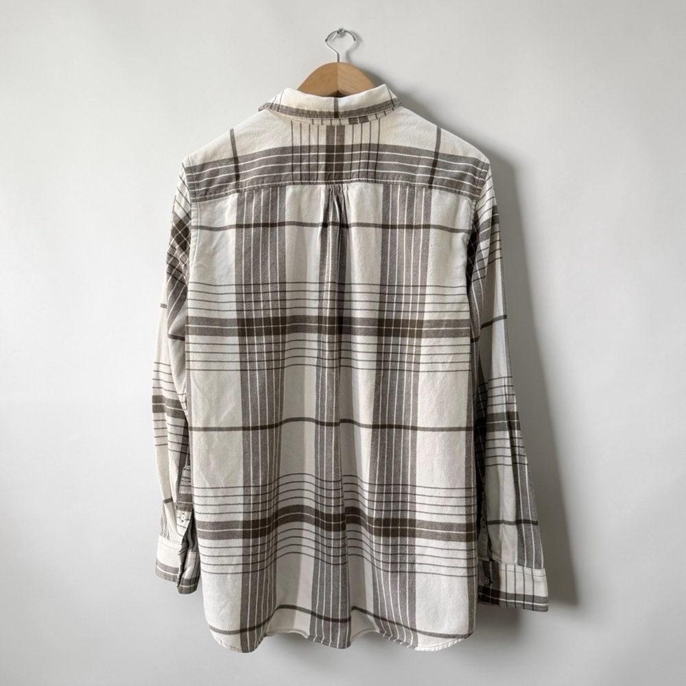 Banana Republic Women’s Neutral Plaid Flannel Button-Up Shirt - Brown & Cream XL - Picture 3 of 8